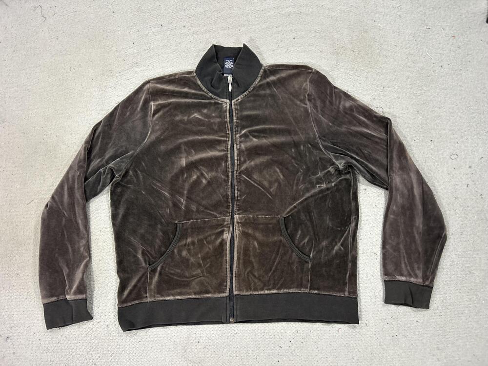 Gap Track Jacket Mens XL Brown Velour Full Zip Stand Collar Y2K Preppy